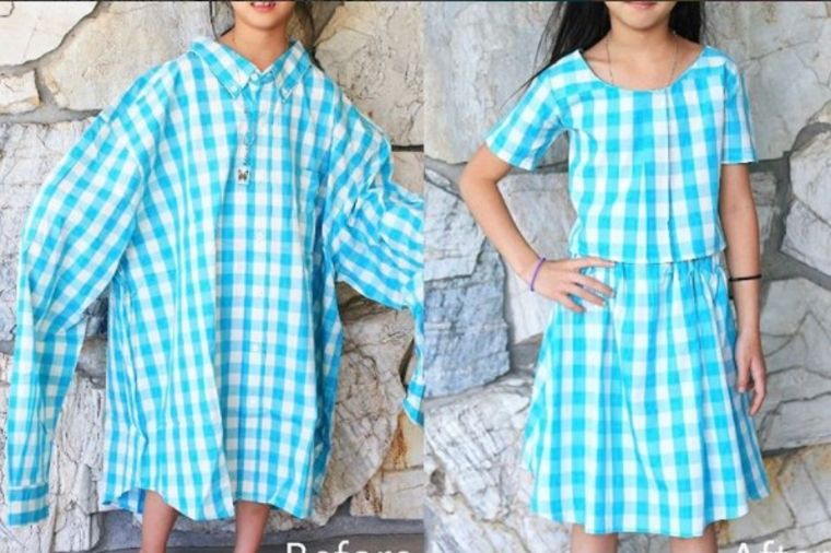 Od stare košulje napravila haljinicu za ćerku: Jeftino i originalno! (VIDEO)