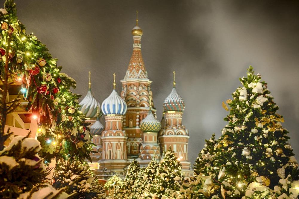 Jelka, Božić, Moskva, Rusija, Praznici
