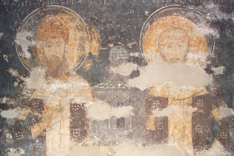 Stefan Dečanski i Stefan Dušan, freska u manastiru Visoki Dečani; foto: Wikipedia