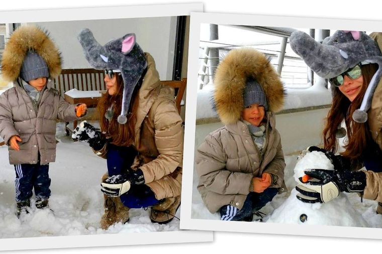 Severina sa sinom uživa na snegu: Napravili Sneška Belića! (FOTO)