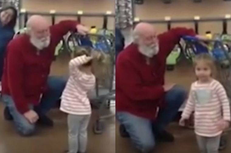 Devojčica od nepoznatog deke pomislila da je Deda Mraz: Njegova reakcija raznežila sve! (VIDEO)