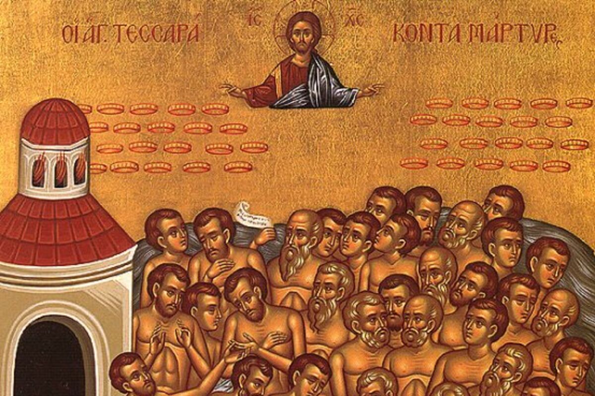 Икона сорока святых мучеников Севастийских. Икона 40 святых мучеников. 40 Мучеников Севастийских иконография. Что можно делать на 40 святых