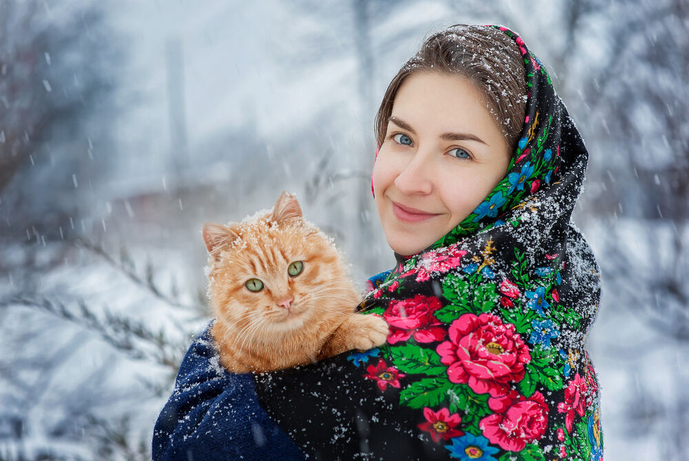 Ruskinja, Mačka, Rusija, Zima, Sneg
