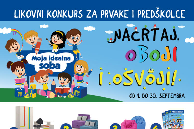 Nagradni onlajn likovni konkurs "Nacrtaj, oboji i osvoji": Moja idealna soba za predškolce i školarce iz Srbije