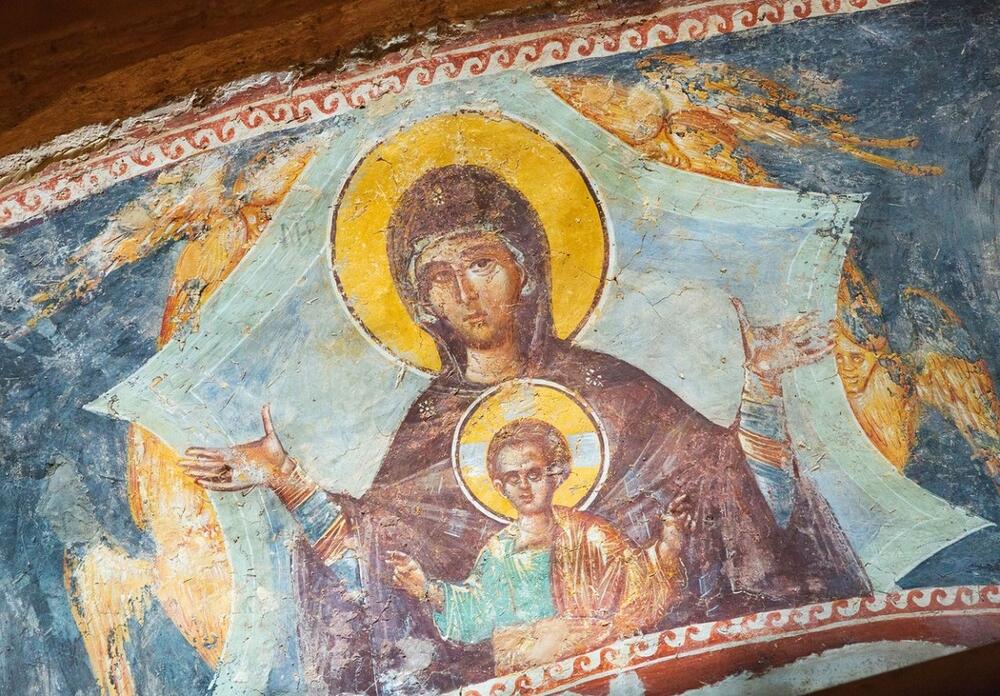 Pravoslavna ikona koja predstavlja Bogorodicu i Isusa   